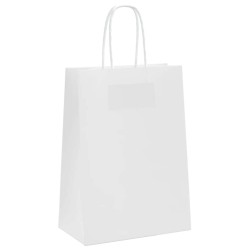 Sacs en papier 50 pcs avec poignées blanc 15x8x21 cm 