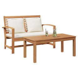 Ensemble de canapé de jardin 2 pcs Marron Bois de teck massif 