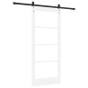 Porte coulissante avec kit de quincaillerie 'ORKDAL'Blanc Bois Massif et Verre 