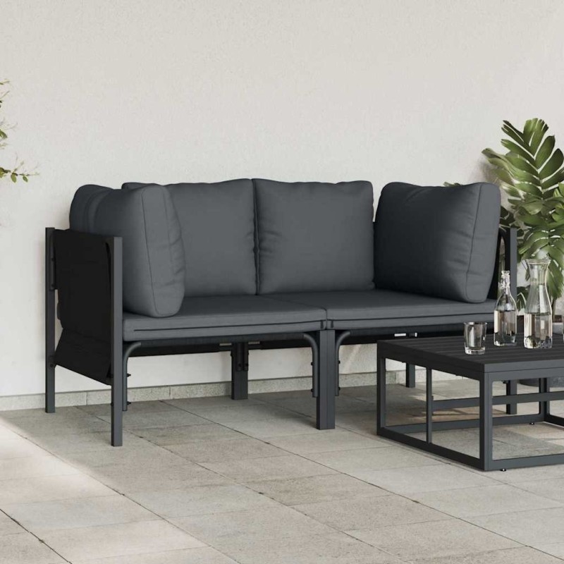 Ensembles de meubles d'extérieur avec coussin avec oreiller 2 pcs Anthracite 