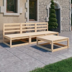 Salon de jardin 4 pcs bois de pin massif 
