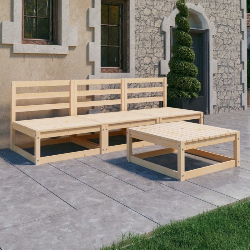 Salon de jardin 4 pcs bois de pin massif 