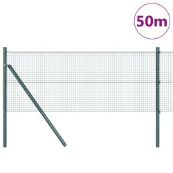 Clôture en fil soudé avec 13 Poteaux Vert 0.4x50 m Acier 