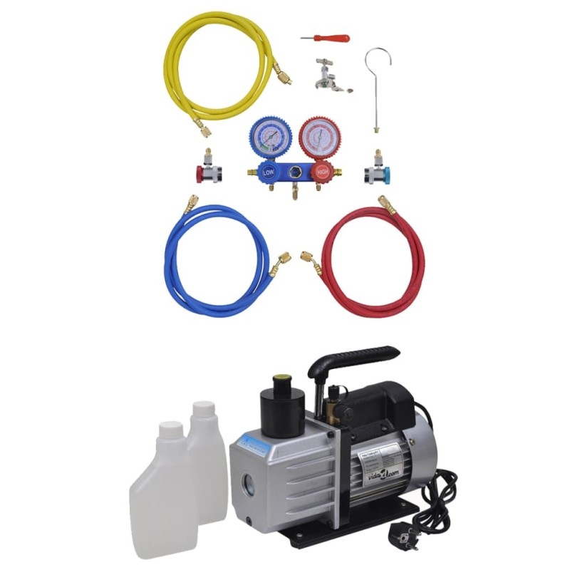 Pompe à vide 50 L/min avec manomètre à 2 voies en kit d'outils 