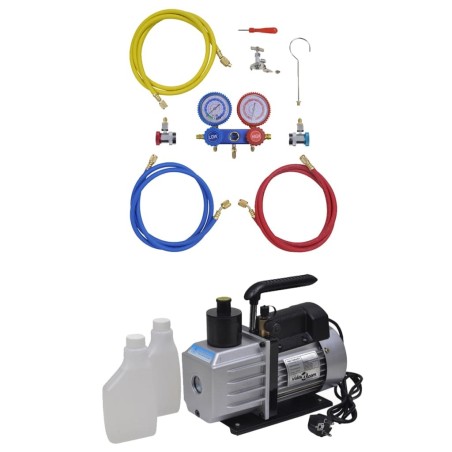 Pompe à vide 50 L/min avec manomètre à 2 voies en kit d'outils 