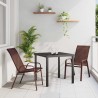 Ensemble de salle à manger de jardin 3 pièces - Marron en Textilène et Acier 