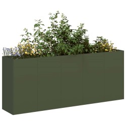 Jardinière vert olive 200x40x80 cm acier laminé à froid 