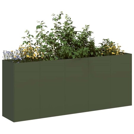 Jardinière vert olive 200x40x80 cm acier laminé à froid 