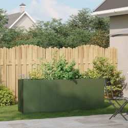 Jardinière vert olive 200x40x80 cm acier laminé à froid 