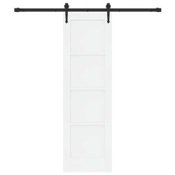 Porte Coulissante avec Kit de Quincaillerie Blanche 61x198,5 cm en Bois de Pin Massif 