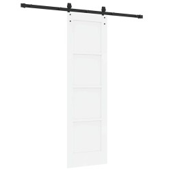 Porte Coulissante avec Kit de Quincaillerie Blanche 61x198,5 cm en Bois de Pin Massif 