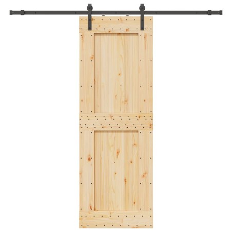 Porte coulissante et kit de quincaillerie 80x210 cm pin massif 