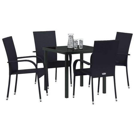 Ensemble de salle à manger pour jardin 5 pcs Noir Rotin PE 