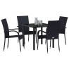 Ensemble de salle à manger pour jardin 5 pcs Noir Rotin PE 
