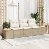 Ensemble de Canapé de Jardin de 3 Pièces avec Coussins Beige Rattan Poly Acacia 