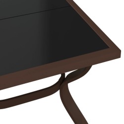 Table de jardin Marron et noir 140x70x70 cm Acier et verre 