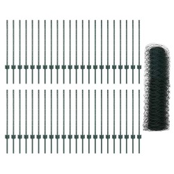 Poteaux de Clôture 11 pcs U-Channel Vert 80 cm Acier 