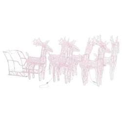 Décoration de Noël Rennes et traîneau 320 LED Acrylique 