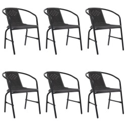 Chaises de jardin lot de 6 Rotin plastique et acier 110 kg 