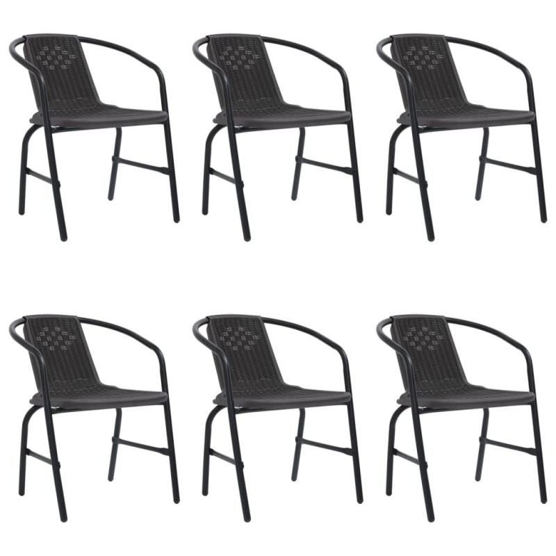 Chaises de jardin lot de 6 Rotin plastique et acier 110 kg 