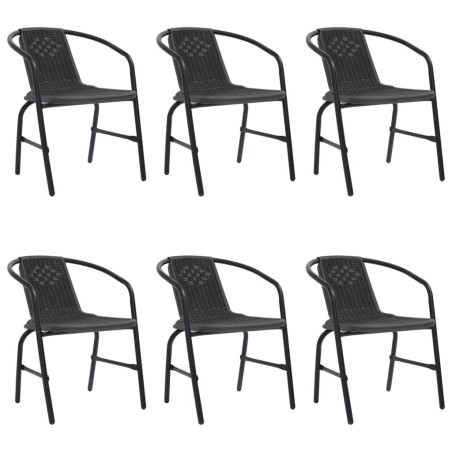 Chaises de jardin lot de 6 Rotin plastique et acier 110 kg 