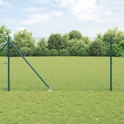 Clôture en Fil Soudé avec 13 Piques d'Ancrage Verte 1.4x25 m Acier 
