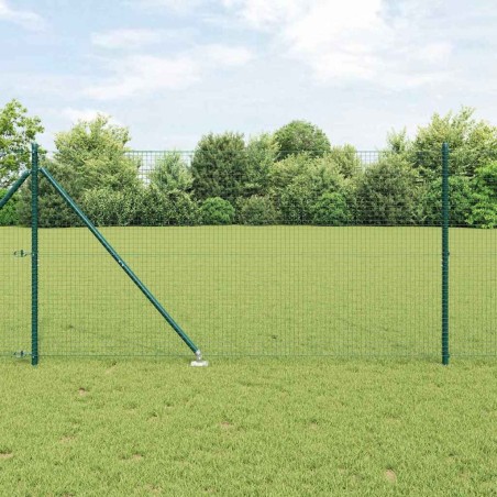 Clôture en Fil Soudé avec 13 Piques d'Ancrage Verte 1.4x25 m Acier 