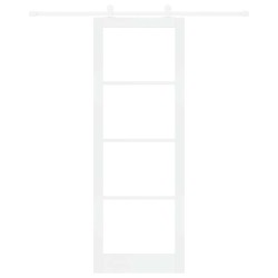 Porte Coulissante avec Kit 'ORKDAL'Blanc en Bois Massif & Verre 
