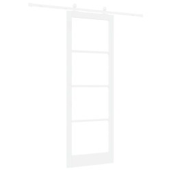 Porte Coulissante avec Kit 'ORKDAL'Blanc en Bois Massif & Verre 