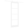 Porte Coulissante avec Kit 'ORKDAL'Blanc en Bois Massif & Verre 