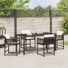 Ensemble de salle à manger de jardin , 5 pièces, avec coussins, en poly rattan marron 