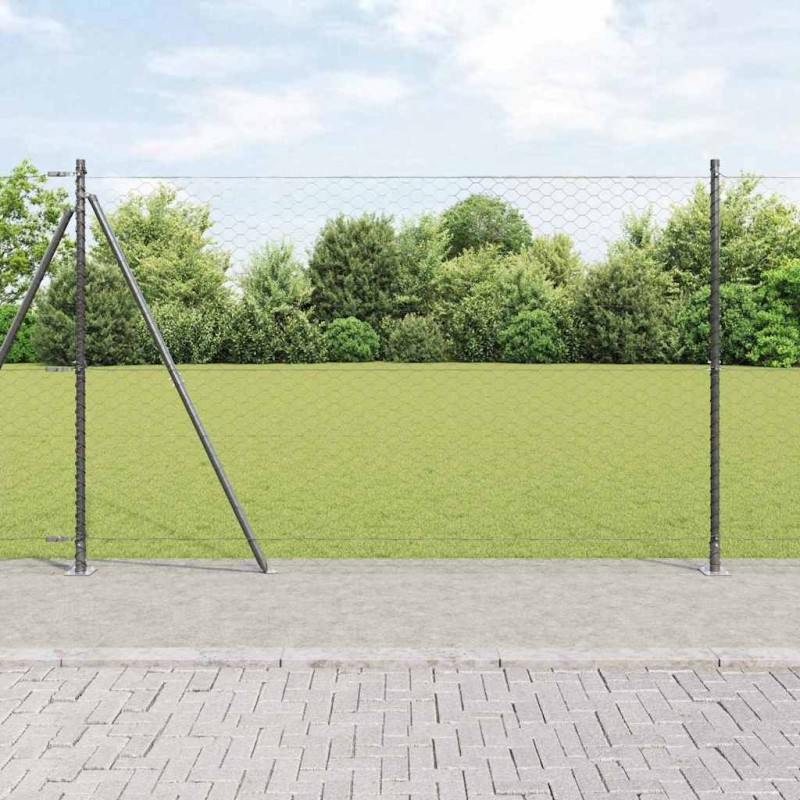 Clôture Hexagonale Grise 1,4x25 m Acier 