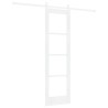 Porte coulissante avec quincaillerie 'ORKDAL'en bois blanc massif et verre 