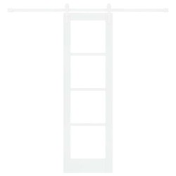 Porte coulissante avec quincaillerie 'ORKDAL'en bois blanc massif et verre 