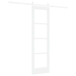Porte coulissante avec quincaillerie 'ORKDAL'en bois blanc massif et verre 