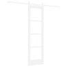 Porte coulissante avec quincaillerie 'ORKDAL'en bois blanc massif et verre 