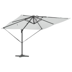 Parasol déporté Roma avec des LEDs solaires - Sable - 286 x 285 x 270 cm - Aluminium 