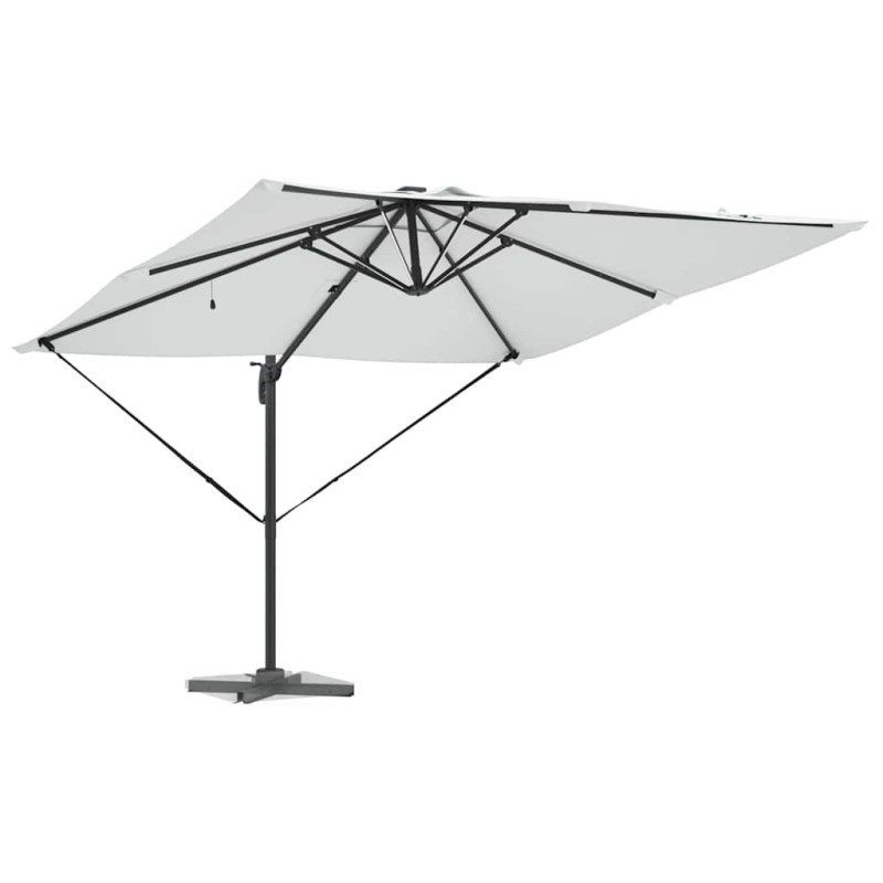 Parasol déporté Roma avec des LEDs solaires - Sable - 286 x 285 x 270 cm - Aluminium 