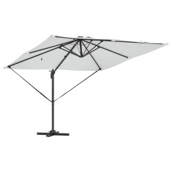 Parasol déporté Roma avec des LEDs solaires - Sable - 286 x 285 x 270 cm - Aluminium 