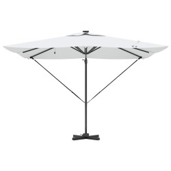 Parasol déporté Roma avec des LEDs solaires - Sable - 286 x 285 x 270 cm - Aluminium 