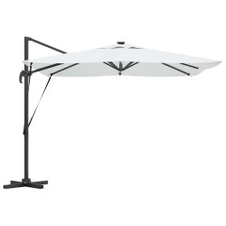 Parasol déporté Roma avec des LEDs solaires - Sable - 286 x 285 x 270 cm - Aluminium 