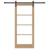 Porte coulissante avec kit de quincaillerie 'ORKDAL'en bois massif et verre 