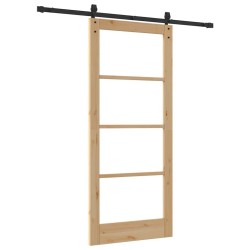Porte coulissante avec kit de quincaillerie 'ORKDAL'en bois massif et verre 