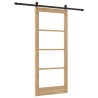 Porte coulissante avec kit de quincaillerie 'ORKDAL'en bois massif et verre 