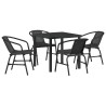 Set de jardin 5 pièces en poly rotin noir 
