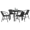 Set de jardin 5 pièces en poly rotin noir 