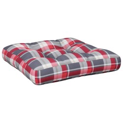 Coussin de palette motif à carreaux rouge 50x50x12 cm tissu 