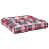 Coussin de palette motif à carreaux rouge 50x50x12 cm tissu 