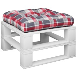 Coussin de palette motif à carreaux rouge 50x50x12 cm tissu 