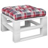 Coussin de palette motif à carreaux rouge 50x50x12 cm tissu 